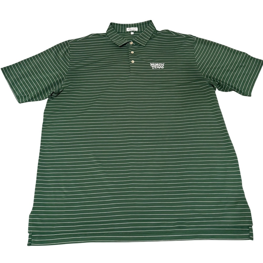 Peter Millar Summer Comfort Mens XXL Green Striped North Texas Polo Shirt Logo